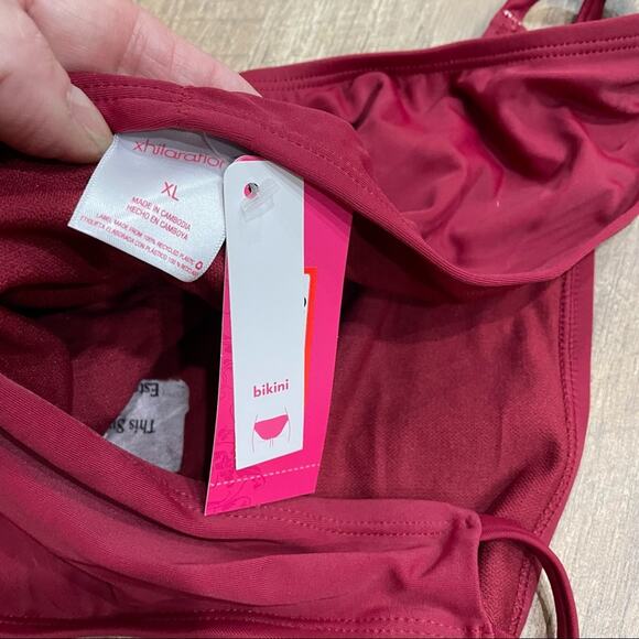 NWT Exhilaration Bikini in Maroon with Ruching on Bum - Picture 4 of 8